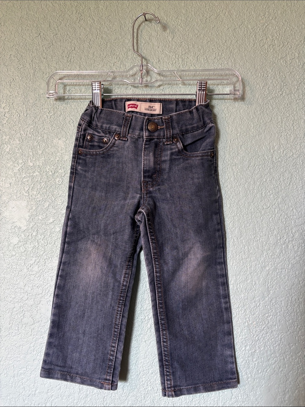 Levi's Kids 514 Straight Denim Blue Jeans with Adjustable Waist Size 2T Good